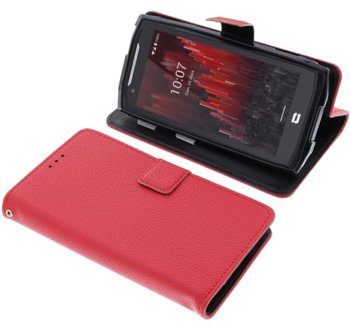 foto-kontor Housse Compatible avec CrossCall Core M5 Style Livre Rouge Coque de Protection Portefeuille
