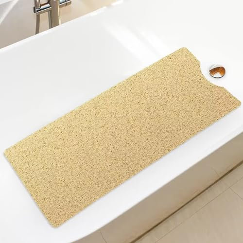 Bingobang Tappetino da bagno antiscivolo, tappetino da doccia in gomma 100 x 40 cm, extra morbido, antimuffa, lavabile in lavatrice, per pavimento del bagno, vasca da bagno (beige)