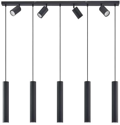 Lindby Ceiling Pendant Light 'Sanad' Modern Black Metal 9 Light Sources GU10 Dimmable for Living Room & Dining Room 116 cm x 40 cm