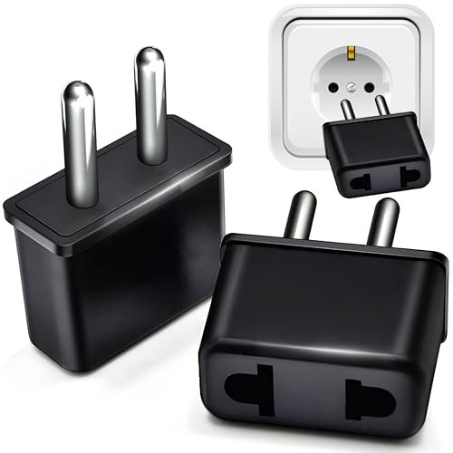 Retoo Adaptateur Prise US vers EU Voyage Europe Deutschland France USA Americaine 2 Broches fiche d'adaptation Voyageur Noir