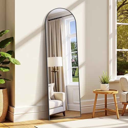 WOLIBEER Specchio Intero 150x40 cm Specchio da Terra o a Parete con Cornice in Alluminio Nero, per Camera da Letto, Soggiorno, Cameretta e Spogliatoio