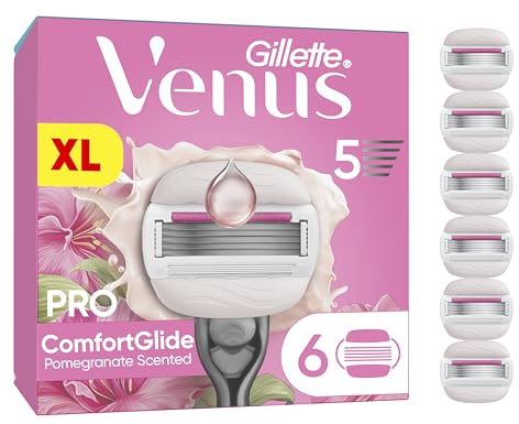 Gillette Venus Pro Comfortglide Tropical Rasierklingen Damen, 6 Origianl Ersatzklingen für Damenrasierer mit Granatapfel Duft
