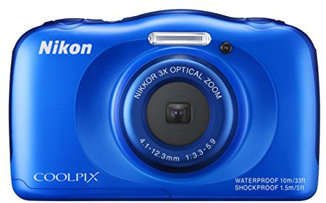 Nikon Coolpix S33 Waterproof Shockproof Cold-Resistant Camera 13.2 Megapixel with CMOS Sensor 3x optical Zoom 2.7-Inch LCD Blue (Renewed)