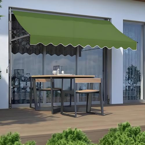 CTREVL Tenda da Sole per Balcone Esterno Veranda a Bracci Estensibili, Tende da Terrazzo Gamma di regolazione dell'altezza 2,15-3,1 m Idrorepellente Protezione Solare per Cortile Giardino Balcone(Army