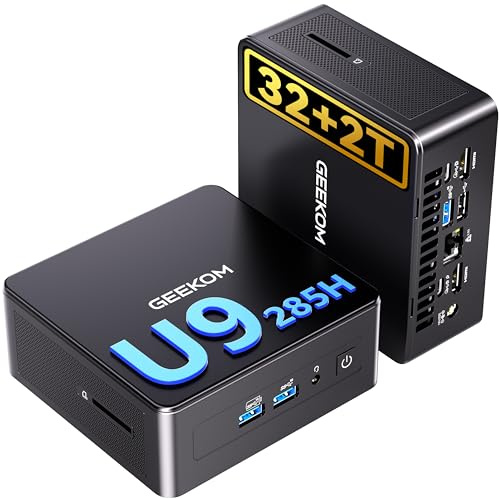 GEEKOM IT15 AI Mini PC, el Más Potente de 15 Gen con Intel Ultra 9 285H, 32GB DDR5 y 2TB SSD PCIe Gen4, 99 Tops IA | WiFi 7 BT5.4 | LAN 2.5Gbps | USB4 | 4 Pantallas 8K | Windows 11 Pro | para Oficina