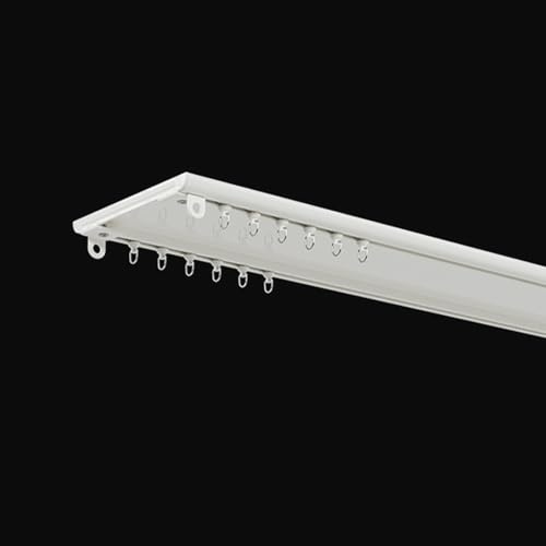 Rail De Rideau De Plafond Ultra Fins, 100cm Double Tringle A Rideaux en Aluminium Blanc, Rail Pour Rideaux, Séparateur De Pièce