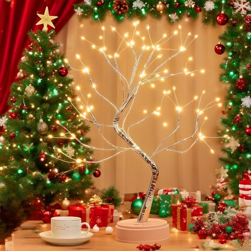 Arbre Lumineux LED, 108 LED Lumière d'arbre Intérieur, 8 Modes Variable, Lampe Arbre Lumineux Branches Réglables, pour la Décoration de Fête de Mariage, Alimentation par USB/Batterie