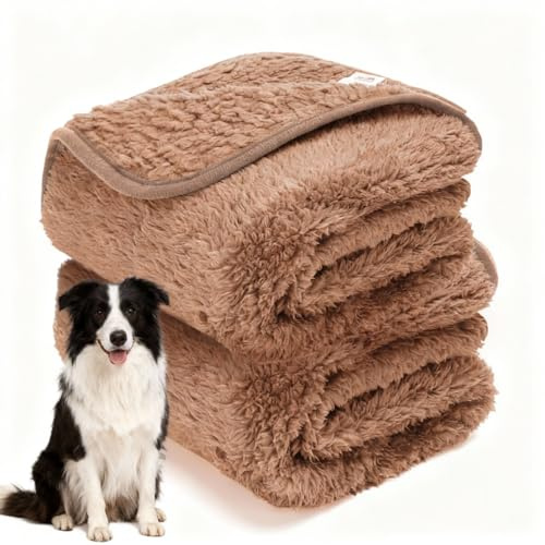 Nobleza 2X Manta Perro, Manta de Felpa para Perros Pequeñas y Medianos, 120 x 100 cm, Súper Suave, Reversible, Lavable a Máquina, Marrón
