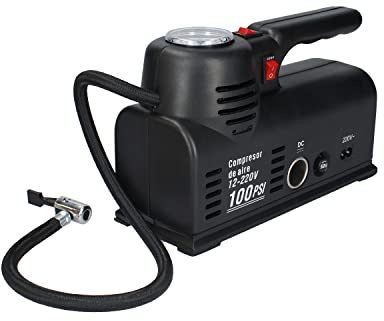 Ferrestock Ca105 Mini-Auto-Kompressor, DC 12 V und 220 V mit eingebautem Manometer