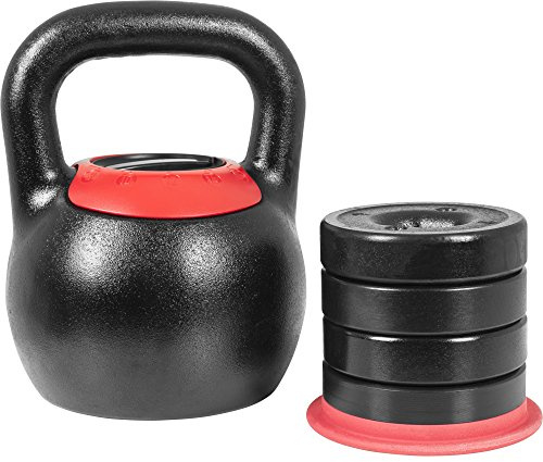 GORILLA SPORTS® Kettlebell - Verstellbare, 16 kg oder 24 kg mit 4 Wechselgewichte, Gusseisen - Rundgewicht, Adjustable Kugelhantel, Kugelgewicht, Schwunghantel, Krafttraining Gewichten
