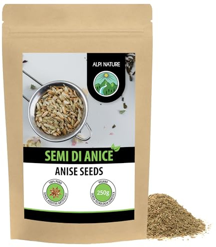 Alpi Nature Aniseed Whole 250g 8.8 oz, Whole Anise Seeds for Aniseed Tea, Anise Tea and Cooking