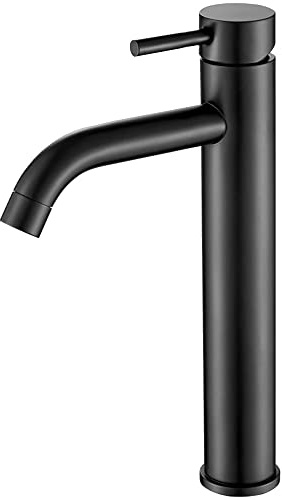 VALAZ Grifo Lavabo Negro Mate Alto Pica Serie Jabalon