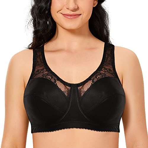 Ayigedu Women's Full Figure Minimizer Bras Non-Wired Plus Size Comfort Non Padded Bra 38G Black