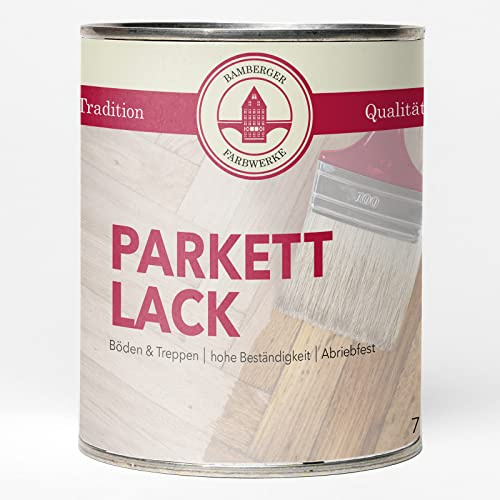 Bamberger Farbwerke Profi Parkettlack Treppenlack Klarlack Fußbodenlack (Matt / Glänzend) (Seidenglänzend, 750ml)
