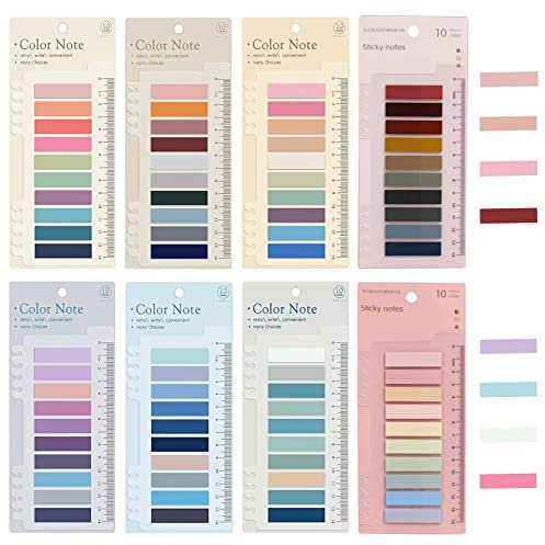 Bontiady Packung mit 1600 Haftnotizen-Tabs, 8 Set Morandi Haftnotizen, Seitenmarkierungen, Haftstreifen, Seitenmarker Haftmarker, Haftnotizen mit Lineal zum Markieren von Seiten, Lesezeichen.