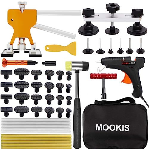 Mookis Car Dent Removal Kit Dent Puller 48 PCS Paintless Dent Repair Kit with Dent Lifter, Bridge Puller, T-bar and Tabs for Auto Body Dent Repair