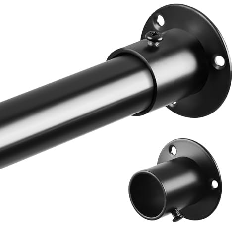 Extendable Wardrobe Rod, Black Stainless Steel Retractable Wardrobe Rail, 74-103cm Adjustable Clothes Rail for Wardrobe and Balcony (25MM)