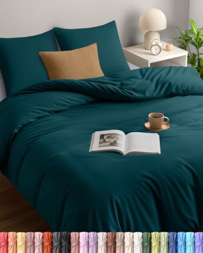 Utopia Bedding Housse de Couette 240 x 260 cm avec 2 Taies d'oreiller 65x65 cm (Sarcelle)- Parure de Lit 240 x 260 cm - Ensembles de Housses de Couette en Microfibre brossée Douce