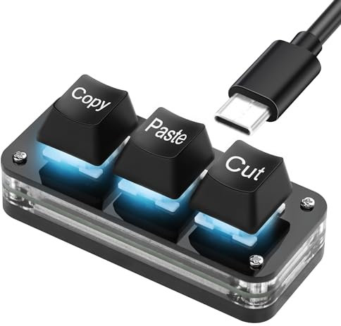 SinLoon Mini 3-Tasten-Tastatur zum Ausschneiden, Kopieren und Einfügen, programmierbare Tastaturen mit LED-Licht, mechanische Hot-Swap-Makro-Tastatur zum Arbeiten und Spielen