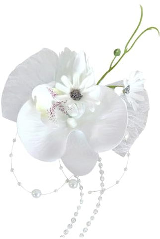 MEIBAOGE Farfalla Orchidea Corona Corpetto Matrimonio Bouquet Corona Fiore Braccialetto da Polso Corsage per Matrimonio