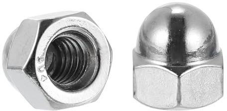 sourcing map 1/4-20 Acorn Cap Nuts, 10Pcs 316 Stainless Steel Dome Cap Head Acorn Nut Hardware Nuts for Bolt Cover, Silvery
