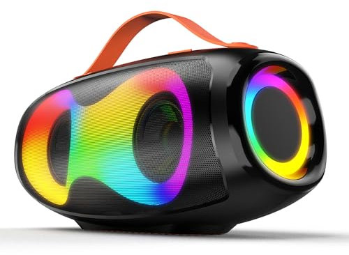SWTOIPIG Altoparlante Bluetooth, altoparlante portatile senza fili esterno con luce a LED, True Wireless stereo, AUX, slot per schede micro SD/TF, riproduzione USB, luce LED, EQ per feste all'aperto