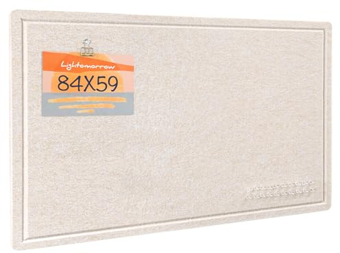 Large Bulletin Board - 84 x 59 Centimeters, Decorative Felt Pin Board for Wall - Foldable Photo Display Board with Self-Adhesive Tape, Includes 20 Push Pins - Oatmeal