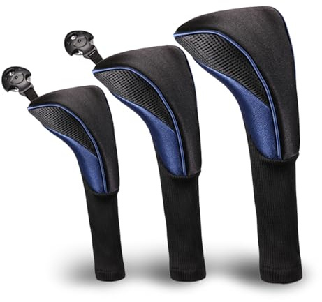 3 PCS Driver Head Cover,Club Head Cover for Driver Fairway,Golf Accessories,Golf Club Head Covers Equipped with Interchangeable Labels Label: 3,4,5,6,7 X（Blue）