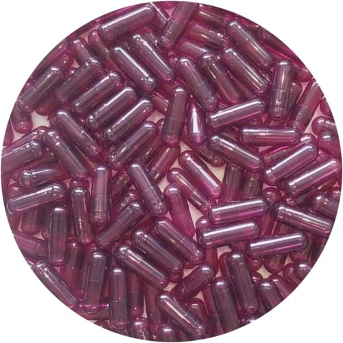 Pure Capsules® Storlek 1, lila, genomskinliga, tomma vegankapslar för självfyllning, storlek 1 Vcaps® Plus lila klara HPMC vegetariska kapslar, glutenfri, Tio2-fri kapsel, naturlig färgkapsel (1 000)