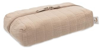 Jollein Salviette umidificate Biscuit – Conservazione per salviettine umidificate – Tessuto di garza con stampa interna – Con chiusura lampo – Scatola salviettine umidificate – Compatto ed elegante