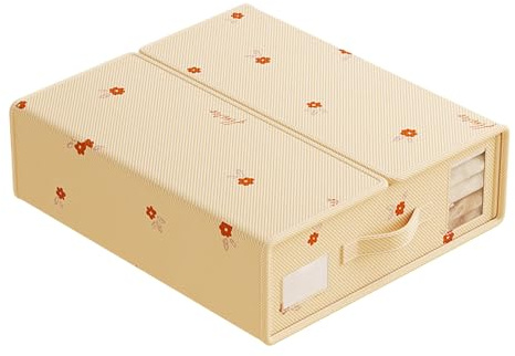 Organizador de sábanas – Caja de almacenamiento para sábanas organizador de armario – Grandes contenedores con asa ventana para edredón, manta grandes, tallas muy grandes, organización