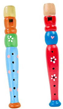 Gogogmee 2 pezzi Flauto di Legno per Giocattoli Educativi Musicali per Bambine Strumento Musicale Precoce con Design Cartoon Regalo per Sviluppare Creatività e Cognizione Colore Casuale
