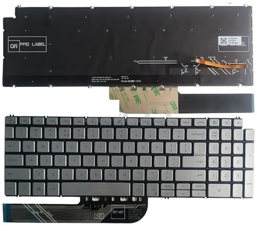 ZGGOZDH Laptop-US-Tastatur für Dell für Inspiron 15-5501 5502 5508 5509 3501 3502 3505(Silver with Backlit)