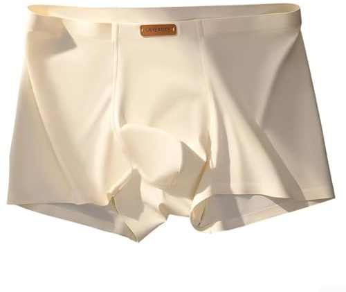 Calzoncillos sin costuras para hombre, de seda de hielo, cintura media, ropa interior con reducción de rozaduras y borde suave (L, blanco)