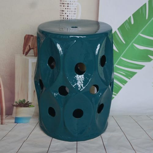 Chinoiserie Keramik Trädgårdspall Handgjord Trumstol Inomhus Utomhus Dekorativ Keramik Trädgårdspall Rund Kinesisk Trumstol Uteplats Accent Sidobord Sittplats(Color-03)
