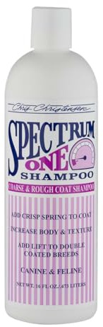 Chris Christensen Spectrum One Dog Shampoo, Coarse and Rough Coat, Groom Like a Professional, Maintain Crisp Texture, Will Not Dry Out Coat or Skin, Made in The USA, 16 oz