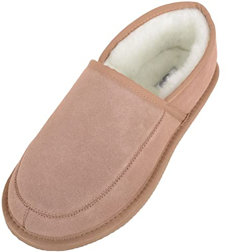 SNUGRUGS Charlie - Zapatillas de lana de cordero con suela ligera, color Marrón, talla 42 2/3 EU