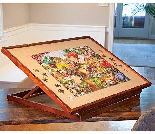 Bits and Pieces - Deluxe Drehbare Puzzle-Staffelei – Puzzle-Tischzubehör – rutschfeste Filzarbeitsfläche mit Abdeckung