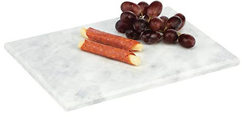 mDesign Small Slab Stone Kitchen Countertop Pastry Cutting Board, Serving Tray for Bread, Breakfast, Snacks, Cheese, Pizza, Appetizers - Use for Chopping, Cooking, Baking, Cooling - Marble
