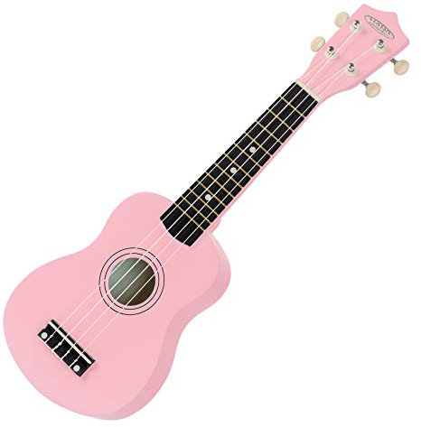 Classic Cantabile US-50 PK Sopranukulele - Ukulele mit 12 Bünden - leichtgängige Gitarrenmechanik - Weiße Nylon-Saiten - Pink