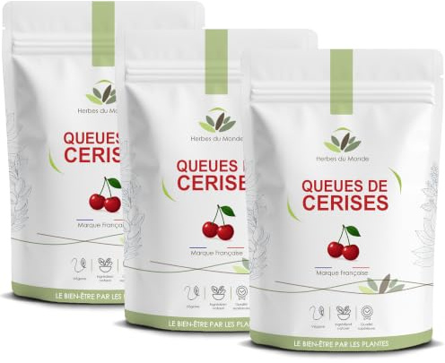 Herbes du Monde - Queues de Cerises Coupées 300g -Tisane Drainante Naturelle - Détox & Bien-être Urinaire - Infusion Minceur - 3 sachets