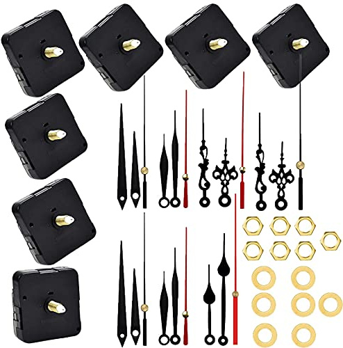 YIPUETERNITY 7 Pack Battery Powered Clock Mechanisms - Long & Short Shaft Replacement Clock Motors with Silent Quartz Movement and Hands