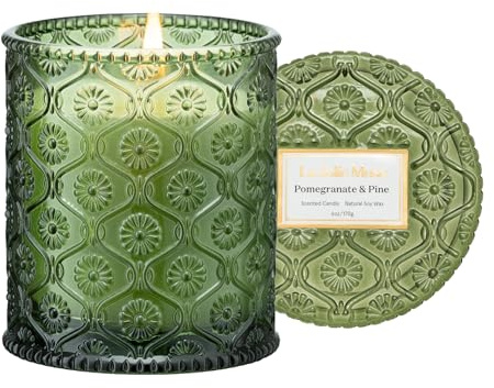 LA JOLIE MUSE Pine & Pomegranate Candle | Lemon, Pomegranate & Pine | 6 oz Natural Soy Wax | 40 Hours Clean Burn | Gift-Ready for Hosts, Gatherings | Elegant Home Décor