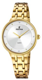 FESTINA Guldklocka för kvinnor med CZ-set och stålarmband F20601/1, vit, klassisk, Vit, Klassisk