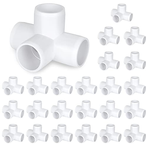 24PCS 1/2 Inch PVC Fittings Connector 4 Way - PVC Pipe Fittings Elbow Corner Side Outlet Tee Fitting - PVC Pipe Joint Corner Fitting for Furniture Greenhouse Shed Pipe Fittings Tent