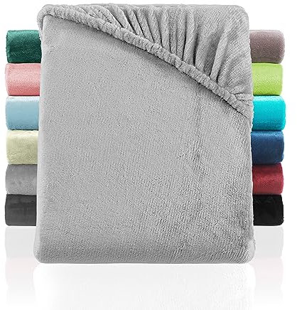 BaSaTex Cashmere Touch Spannbettlaken Spannbetttuch ähnlich Nicky, Teddy, Corals Fleece Topper Boxspring 140x200 bis 160x200 cm Grau