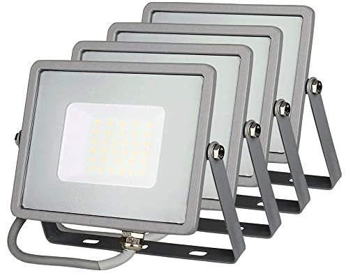 ZONE LED SET - LED Strahler Außen, 30W, 4000K Neutralweiß, 2400 Lumen, IP65, LED Fluter, Wasserdicht Scheinwerfer, Aussenleuchte, Außenstrahler für Garten, Garage, Hinterhof, Türen, Flur (4-er Pack)