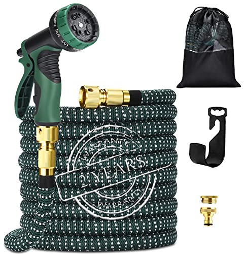 HmiL-U Hose Pipe 30FT Flexible Expandable Garden Hose with 9 Function Hose Pipe Spray Gun Durable 3750D and Double Latex Core Outdoor Water Hose for Gardening Watering Washing