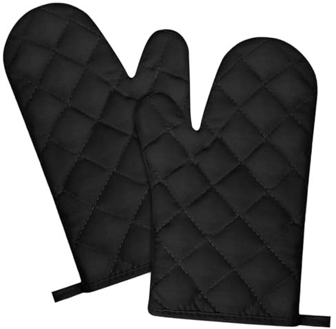 Guanto da Forno Guanti Forno Alta Temperatura Guanti da Forno Antiscivolo Cotone Presine Resistenti al Calore Guanti Guanti da Forno in Cotone Resistente al Calore (Nero)