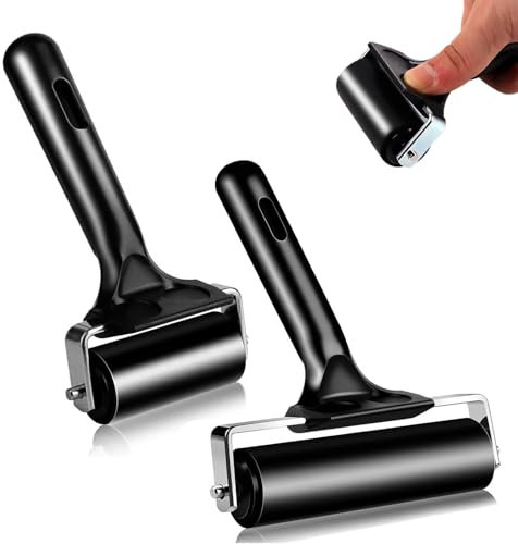 Cisolen 2pcs Rubber Brayer Roller Rubber Rollers Glue Roller Soft Ink Printing Roller Paint Ink Roller Tool Paint Roller for Ink Block Printmaking Stamping Screen Print Making (6 cm,10 cm)
